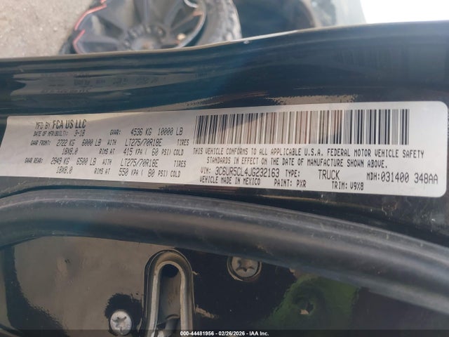 Продажа на аукционе авто 2018 Ram 2500 Tradesman  4x4 6'4 Box, vin: 3C6UR5CL4JG232163, номер лота: 44481956