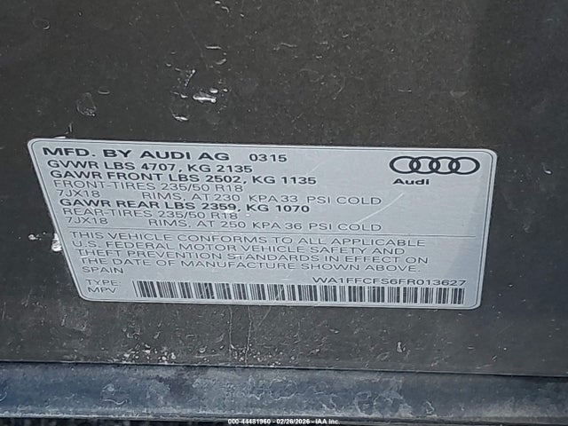 2015 AUDI Q3 WA1FFCFS6FR013627 Photo 8