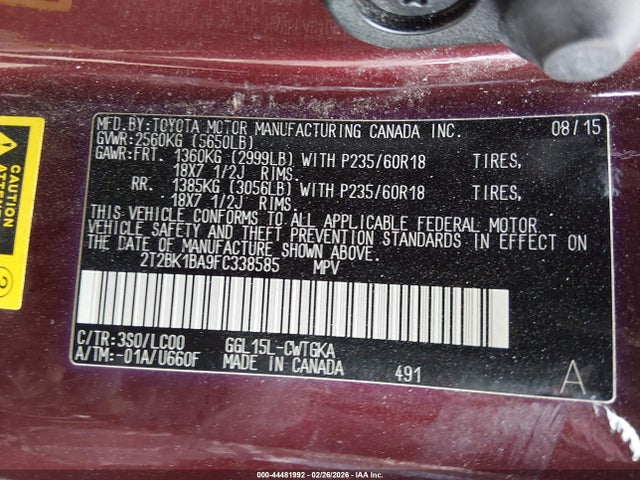 Lexus RX 350 2015 2T2BK1BA9FC338585 Image 9