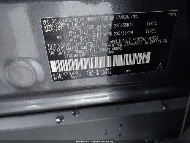 Aukcja sprzedaży 2024 Toyota Rav4 Xle Premium, vin: 2T3C1RFV4RC302001, numer aukcji: 44482001