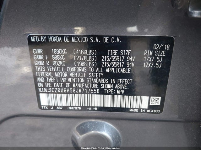 3CZRU6H58JM717558 Honda HR-V EX