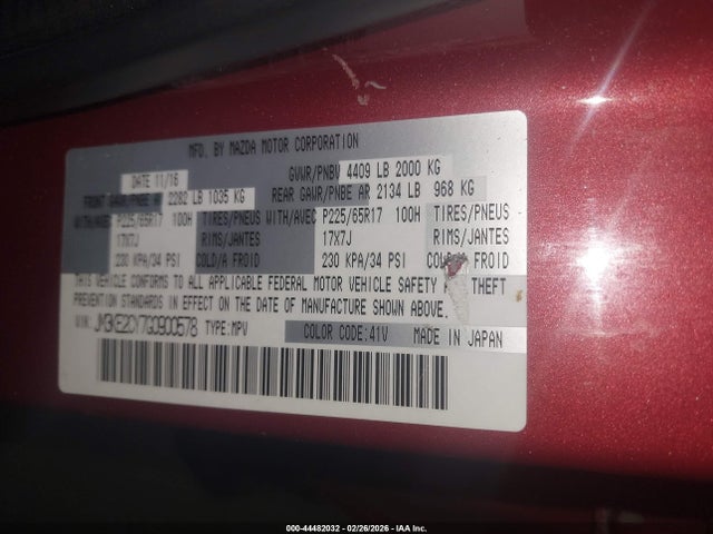 JM3KE2CY7G0900578 Mazda Cx-5 Touring
