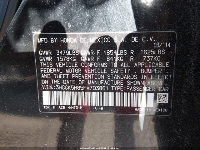 3HGGK5H85FM703861 Honda Fit Ex/ex-l