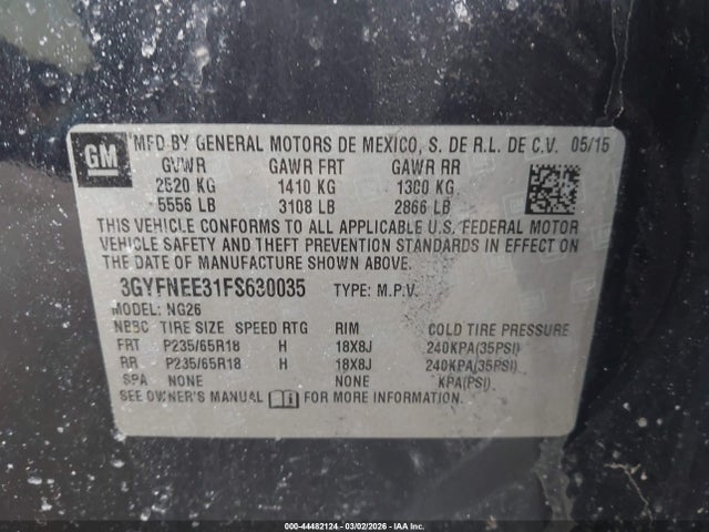 2015 CADILLAC SRX 3GYFNEE31FS630035 Photo 8