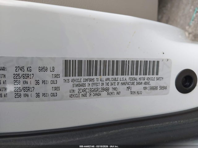 Продаж на аукціоні авто 2016 Chrysler Town & Country Touring, vin: 2C4RC1BG0GR128480, номер лоту: 44482148