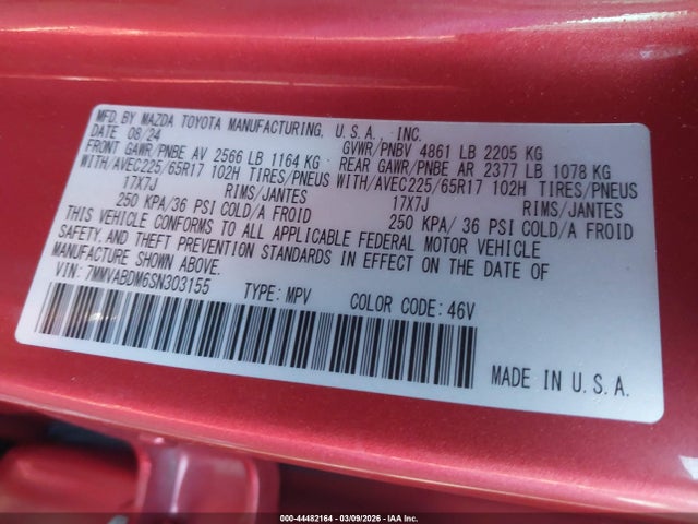 2025 Mazda Cx-50 2.5 S Premium Package მანქანა იყიდება აუქციონზე, vin: 7MMVABDM6SN303155, აუქციონის ნომერი: 44482164