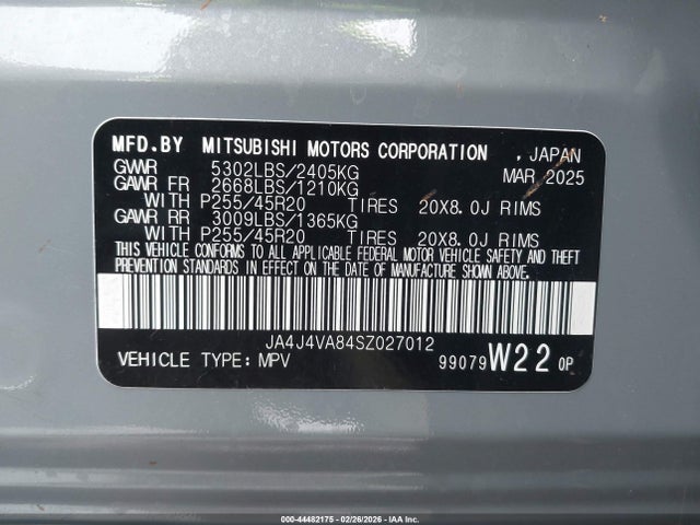 2025 MITSUBISHI OUTLANDER JA4J4VA84SZ027012 Photo 8