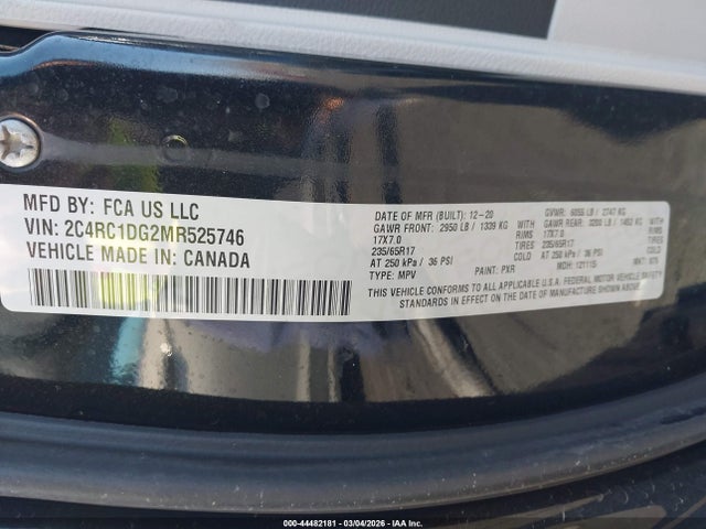 2021 Chrysler Voyager Lxi მანქანა იყიდება აუქციონზე, vin: 2C4RC1DG2MR525746, აუქციონის ნომერი: 44482181