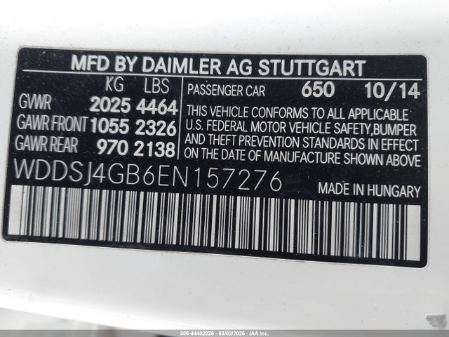 Aukcja sprzedaży 2014 Mercedes-benz Cla 250 4matic, vin: WDDSJ4GB6EN157276, numer aukcji: 44482226