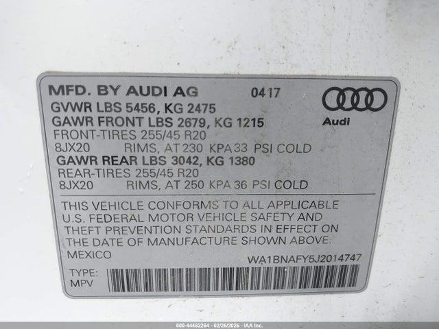 2018 AUDI Q5 WA1BNAFY5J2014747 Photo 8