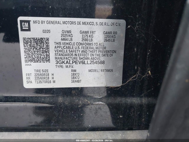 Продажа на аукционе авто 2020 Gmc Terrain Fwd Slt, vin: 3GKALPEV6LL254588, номер лота: 44482301