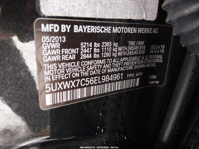 Продаж на аукціоні авто 2014 Bmw X3 Xdrive35i, vin: 5UXWX7C56EL984961, номер лоту: 44482315