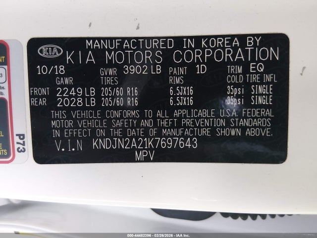 2019 KIA SOUL KNDJN2A21K7697643 Photo 8