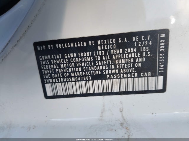 Продаж на аукціоні авто 2025 Volkswagen Jetta 1.5t Sport, vin: 3VWBX7BU0SM047863, номер лоту: 44482400