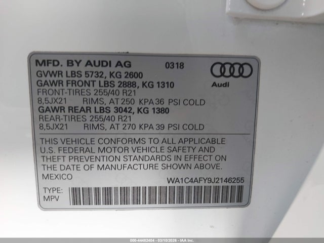 2018 AUDI SQ5 WA1C4AFY9J2146255 Photo 8