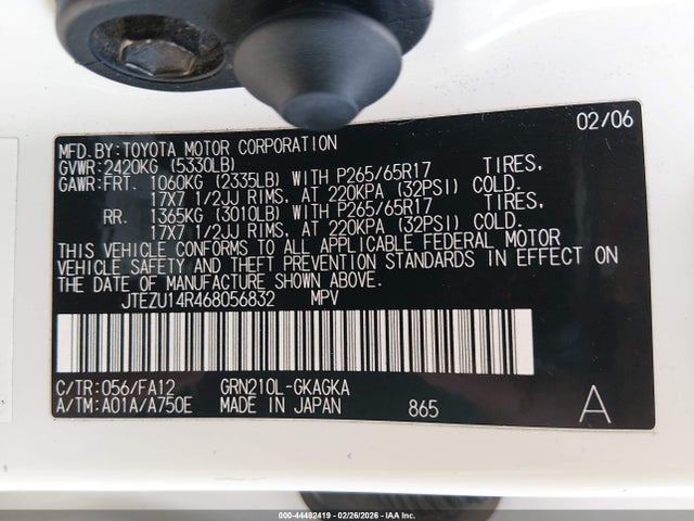 2006 TOYOTA 4RUNNER JTEZU14R468056832 Photo 8