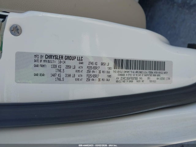 44482423 :رقم المزاد ، 2C4RC1BG0FR587989 vin ، 2015 Chrysler Town & Country Touring مزاد بيع