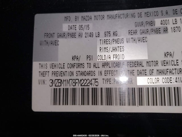 Aukcja sprzedaży 2015 Mazda Mazda3 I Grand Touring, vin: 3MZBM1M78FM222475, numer aukcji: 44482430