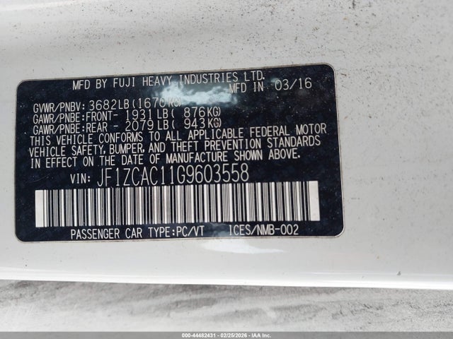 2016 SUBARU BRZ JF1ZCAC11G9603558 Photo 8
