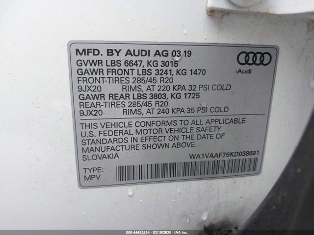 2019 AUDI Q7 WA1VAAF76KD038691 Photo 8