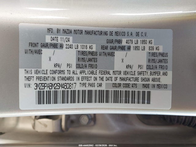 Mazda Mazda3 2.5 S Select Sport 2025 3MZBPABM2SM460817 Image 9