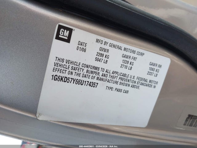 Aukcja sprzedaży 2006 Cadillac Dts Standard, vin: 1G6KD57Y66U174357, numer aukcji: 44482601