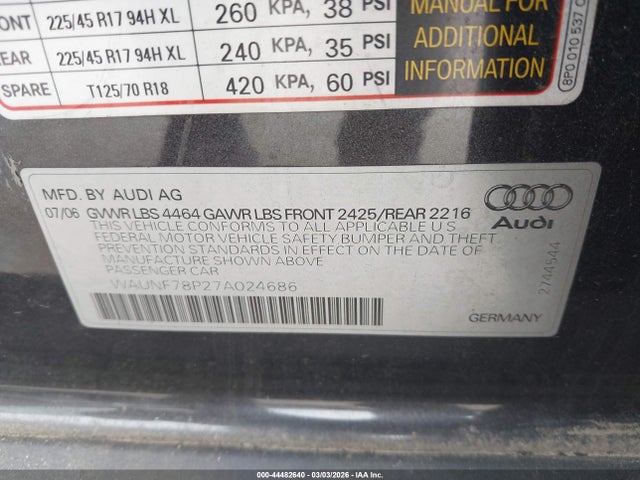 2007 AUDI A3 WAUNF78P27A024686 Photo 8
