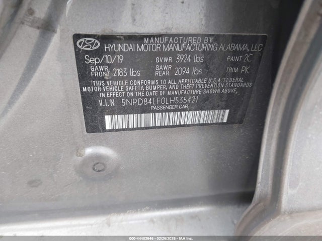 2020 HYUNDAI ELANTRA 5NPD84LF0LH535421 Photo 8