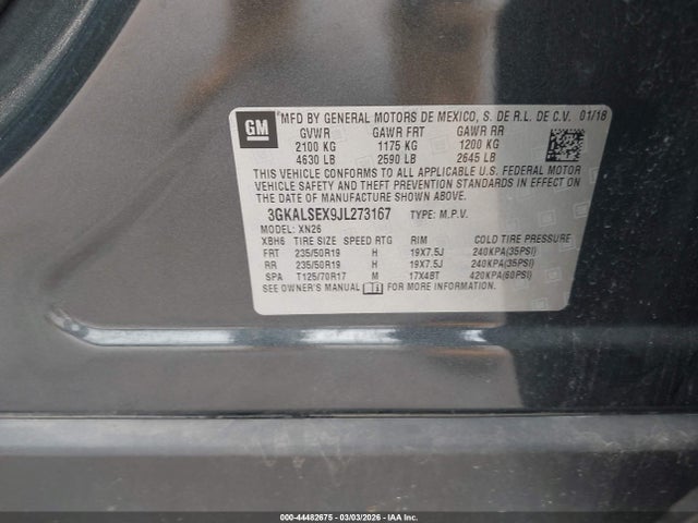 Aukcja sprzedaży 2018 Gmc Terrain Denali, vin: 3GKALSEX9JL273167, numer aukcji: 44482675
