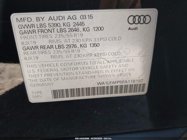 2015 AUDI Q5 WA1LFAFP5FA118192 Photo 8