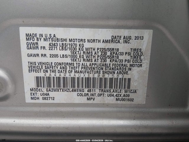 2014 MITSUBISHI OUTLANDER SPORT 4A4AR4AUXEE007589 Photo 8