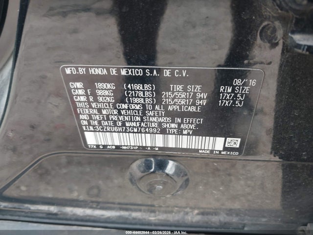 Honda Hr-v Ex-l 2016 3CZRU6H73GM764992 Image 9