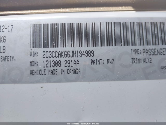 Продаж на аукціоні авто 2018 Chrysler 300 Limited Awd, vin: 2C3CCAKG6JH194989, номер лоту: 44482883