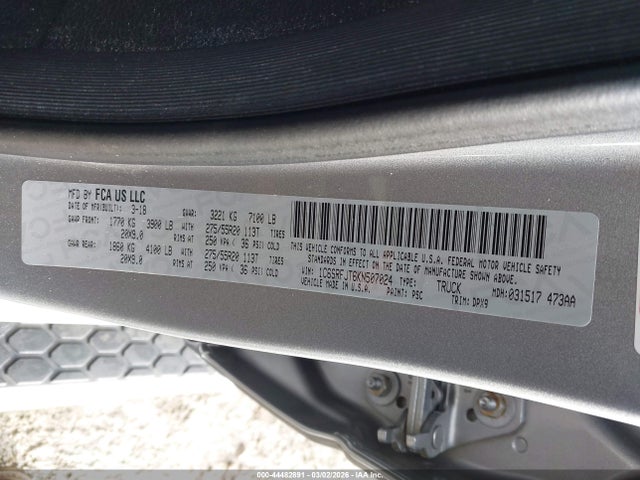 Продажа на аукционе авто 2019 Ram 1500 Laramie  4x4 5'7 Box, vin: 1C6SRFJT6KN507024, номер лота: 44482891