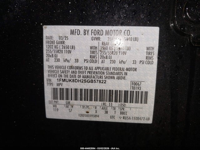 Aukcja sprzedaży 2025 Ford Explorer Active, vin: 1FMUK8DH2SGB57822, numer aukcji: 44482894