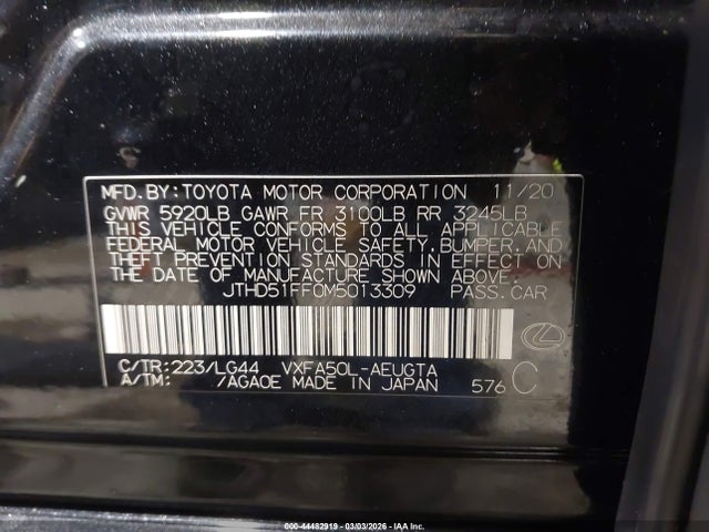 Продажа на аукционе авто 2021 Lexus Ls 500, vin: JTHD51FF0M5013309, номер лота: 44482919