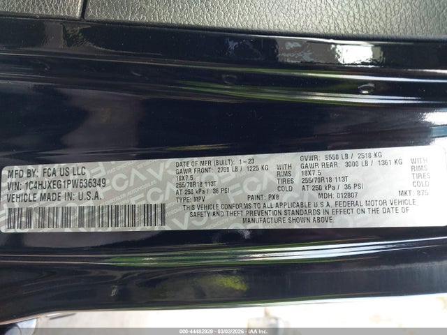 2023 Jeep Wrangler 4-door Sahara Altitude 4x4 მანქანა იყიდება აუქციონზე, vin: 1C4HJXEG1PW636349, აუქციონის ნომერი: 44482929