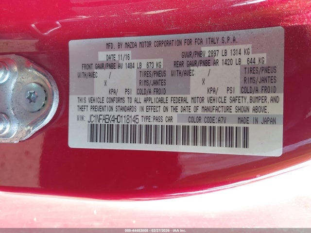 2017 FIAT 124 SPIDER JC1NFAEK4H0118145 Photo 8