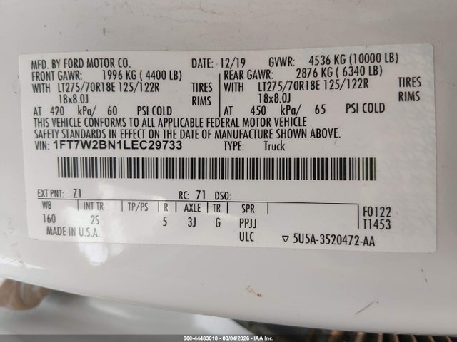 Ford F-250 Xlt 2020 1FT7W2BN1LEC29733 Image 9