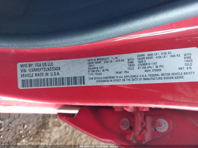 1C6RREFT2LN372434 RAM 1500 Big Horn 4x2 5&#039;7 Box