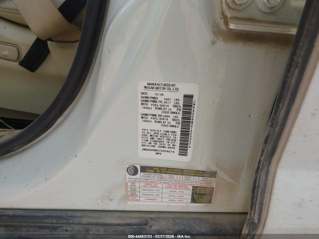 Aukcja sprzedaży 2007 Infiniti Fx35, vin: JNRAS08W27X204274, numer aukcji: 44483123