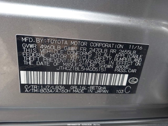 2017 LEXUS GS 350 JTHCZ1BL5HA005151 Photo 8