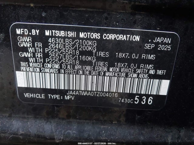 2026 MITSUBISHI ECLIPSE CROSS JA4ATWAA0TZ004016 Photo 8