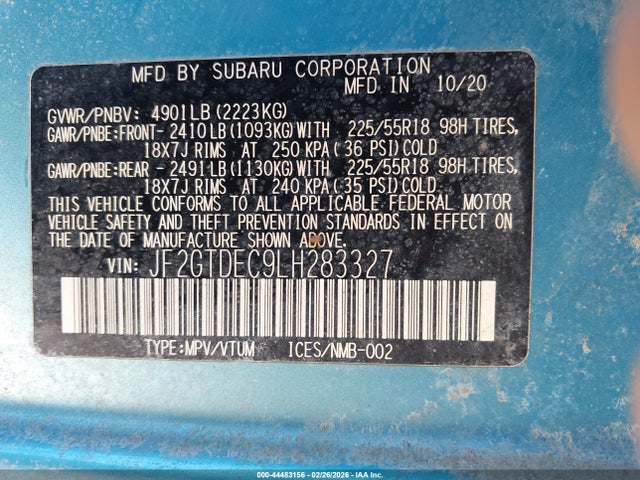 JF2GTDEC9LH283327 Subaru CROSSTREK HYBRID