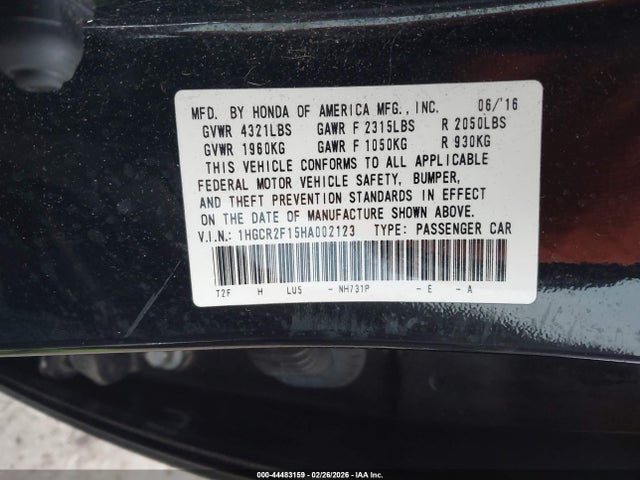 1HGCR2F15HA002123 Honda Accord Sport Se