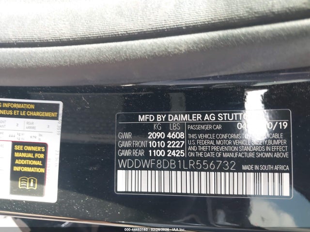 Aukcja sprzedaży 2020 Mercedes-benz C 300, vin: WDDWF8DB1LR556732, numer aukcji: 44483160