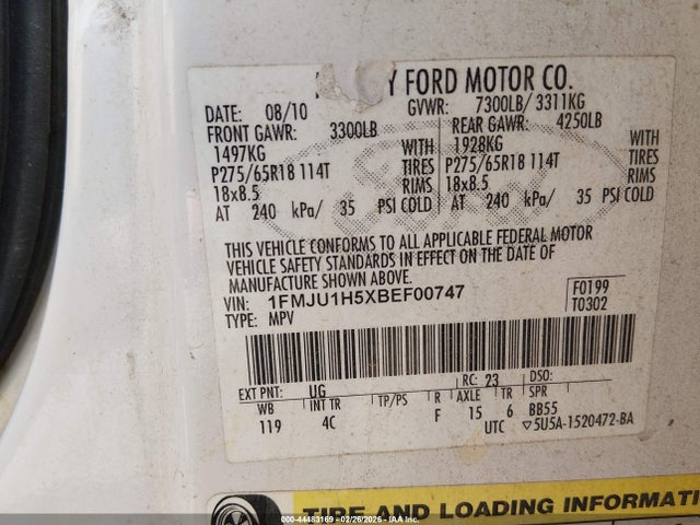 2011 FORD EXPEDITION 1FMJU1H5XBEF00747 Photo 8