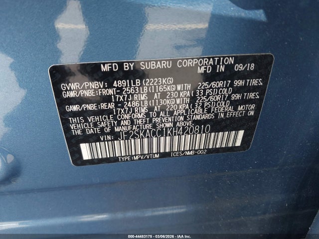 Продажа на аукционе авто 2019 Subaru Forester, vin: JF2SKACC1KH420810, номер лота: 44483175