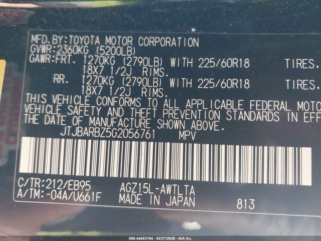 44483194 :رقم المزاد ، JTJBARBZ5G2056761 vin ، 2016 Lexus Nx 200t F Sport مزاد بيع