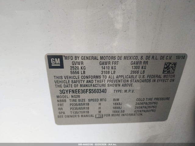 2015 CADILLAC SRX 3GYFNEE36FS560340 Photo 8